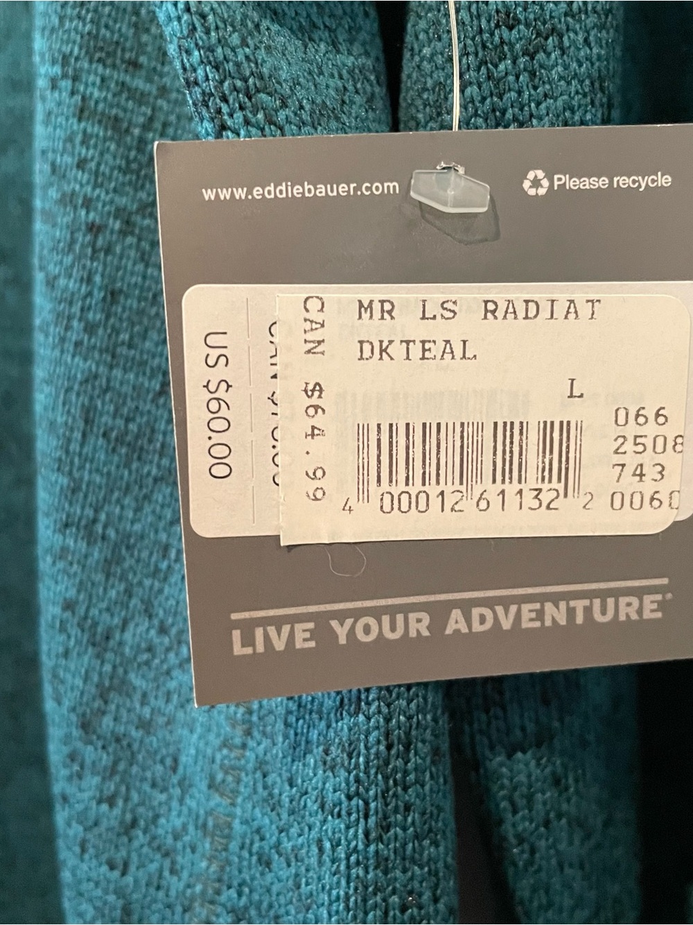 Eddie Bauer Men’s Large Dark Teal Half-Zip Fleece Pullover Sweater New with Tags - Picture 5 of 10
